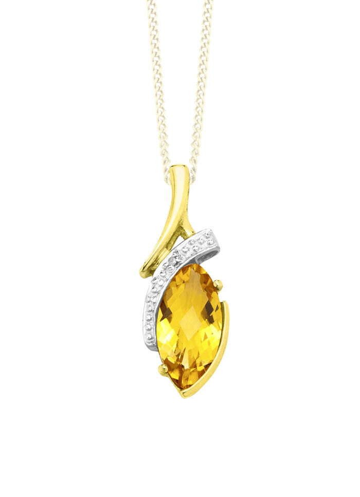 Anhänger mit echt Citrin und Diamant 