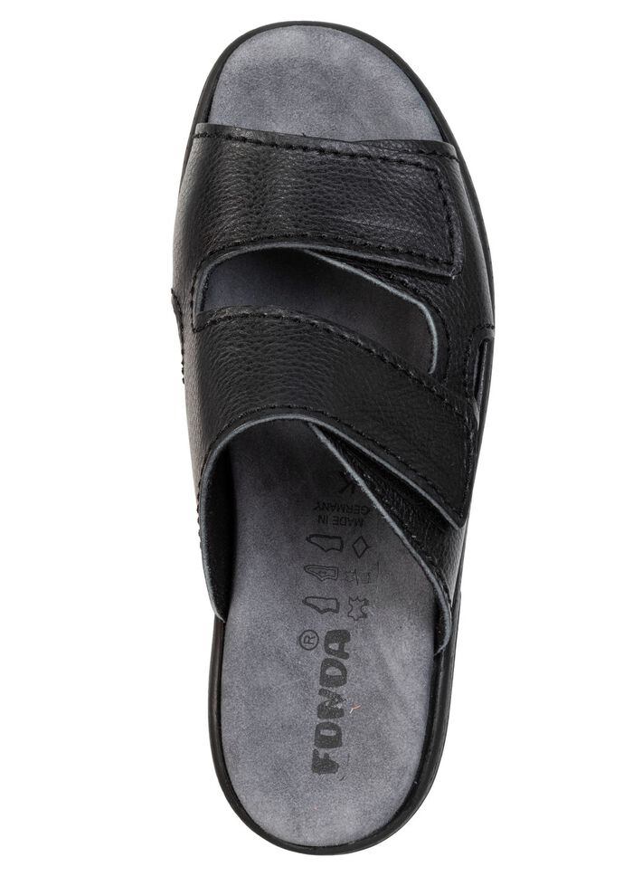 Bequeme Herren-Pantoletten, Weite K, mit Klettverschluss SCHWARZ