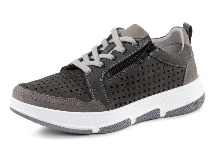 GINO GALANTE Schnürschuh aus luftig perforiertem Nubukleder GRAU