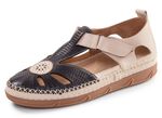 ELENA EDEN, sommerliche Damen-Slipper, Weite H, mit herausnehmbarem Fu&szlig;bett SCHWARZ-BEIGE