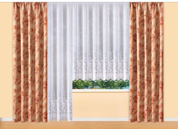 Blumenfenster-Store mit echter Plauener Stickerei 