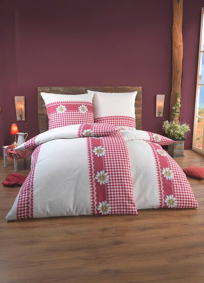 Beidseitig bedruckte Bettwäsche-Garnitur im Landhausstil 