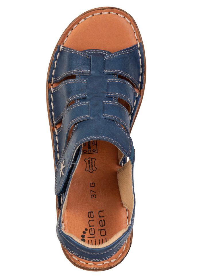 ELENA EDEN, klassische Damen-Sandalen, Weite G, mit Klettverschluss BLAU