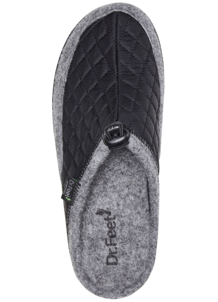 Pantoffel mit elastischer Zugkordel SCHWARZ-GRAU