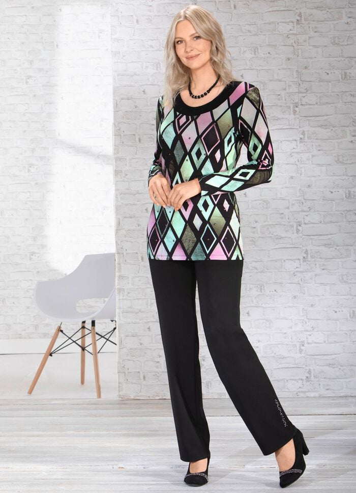 Hose mit h&uuml;bschen Strass- und Perlenzier-Motiven 