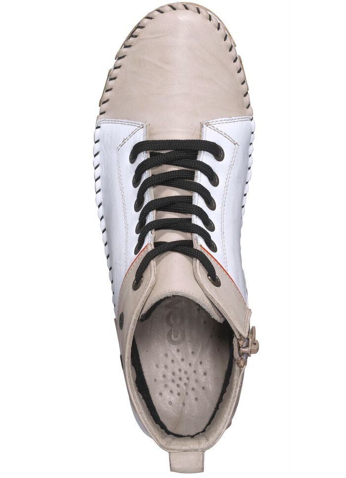 Gemini Mokassin-Schn&uuml;r-Bootie mit Knitter-Struktur KIESEL-WEISS