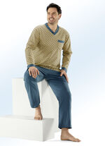 Schlafanzug mit V-Ausschnitt und aufgesetzter Brusttasche 