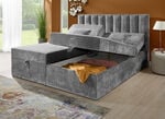 Boxspringbett mit individueller Kopfteilverstellung und Deko-Kissen GRAU
