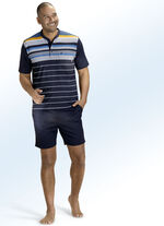 Hajo Klima Komfort Shorty mit Knopfleiste, garngef&auml;rbtem Ringeldessin 