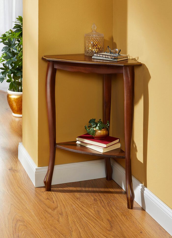 Eck-Beistelltisch mit goldfarbenen Verzierungen 