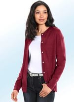 Strickjacke mit Schurwolle WEINROT