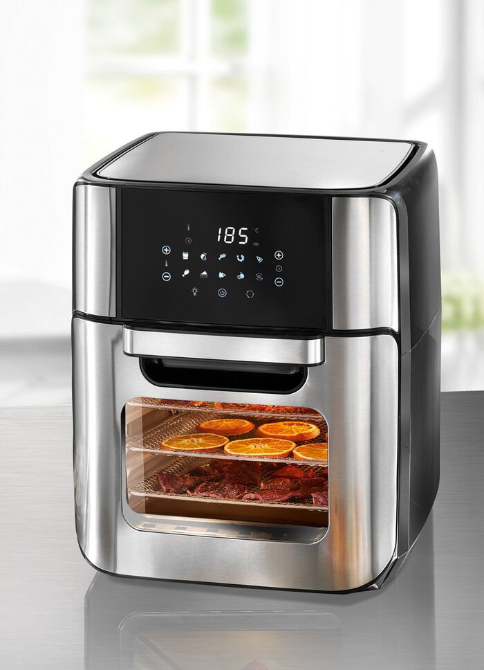 10-in-1 Hei&szlig;luft-Fritteuse SCHWARZ-EDELSTAHL