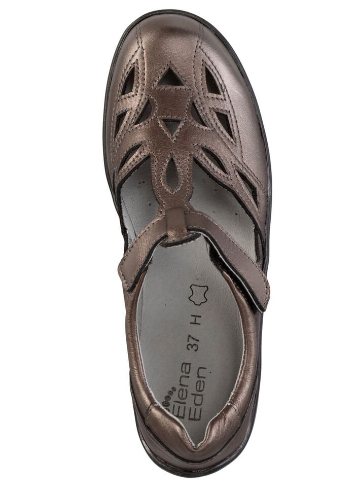 ELENA EDEN, sommerliche Damen-Slipper, Weite H, mit herausnehmbarem Fußbett BRONZE