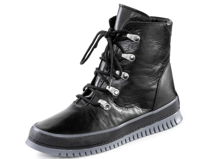 Gemini Schnür-Bootie aus weichem Rind-Nappaleder SCHWARZ