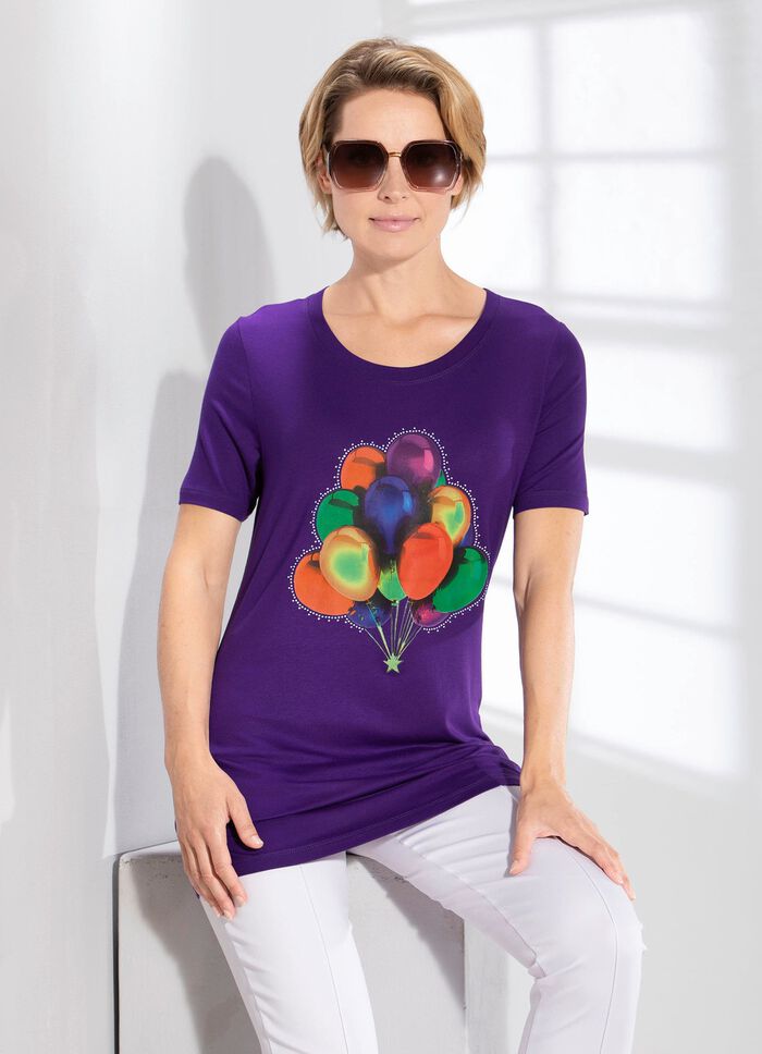 Longshirt mit Strasszier  LILA