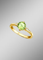 Massiver Damenring mit echt Peridot und 2 Diamanten 