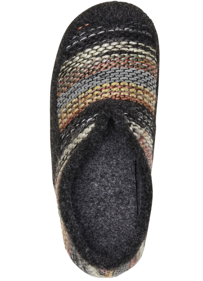 Laurina, bequeme Damen-Hausschuhe, Weite G, mit herausnehmbarem Fu&szlig;bett ANTHRAZIT-BUNT