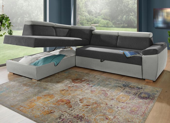 Polsterecke mit Bettfunktion ANTHRAZIT-GRAU