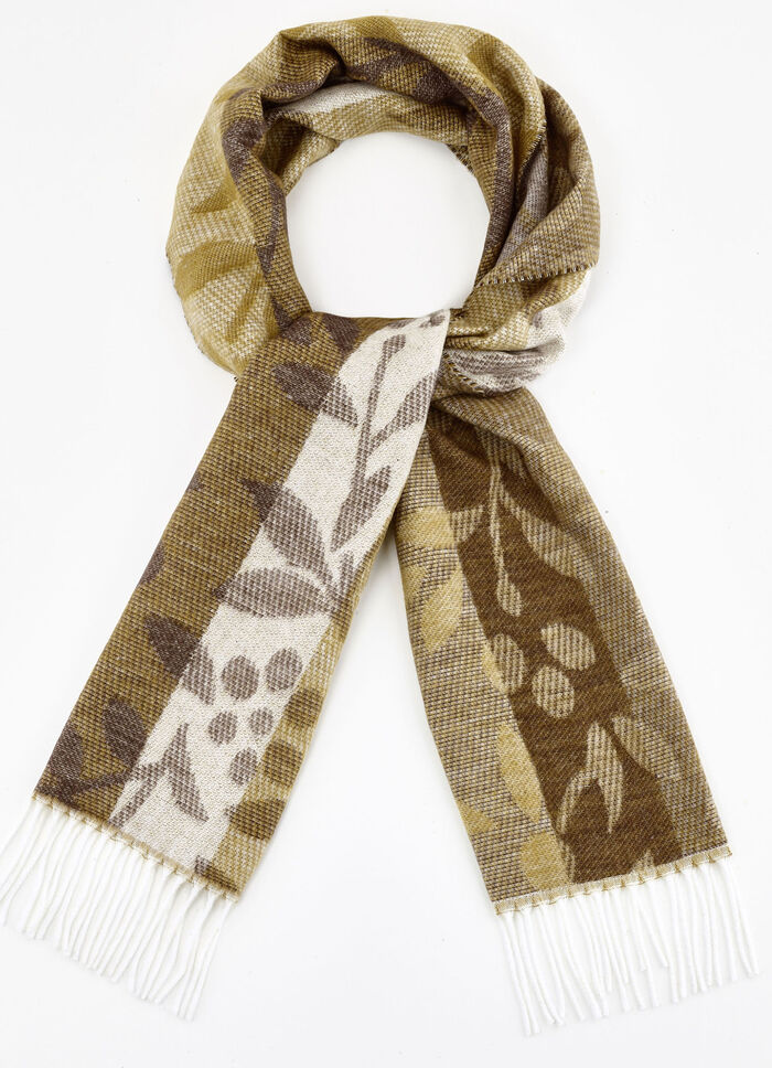 Schal mit Fantasiebl&uuml;ten und - bl&auml;ttern 