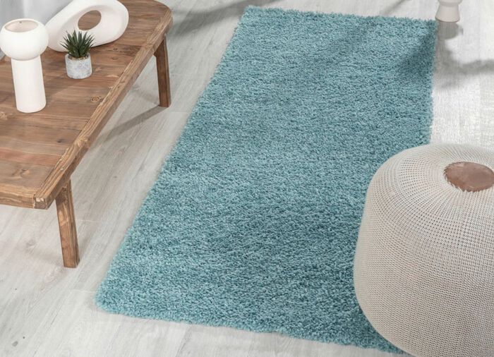 Traumhaft flauschige Br&uuml;cken und Teppiche in Shaggy-Qualit&auml;t HELLBLAU