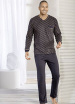 Schlafanzug mit V-Ausschnitt und offenen Abschlüssen 