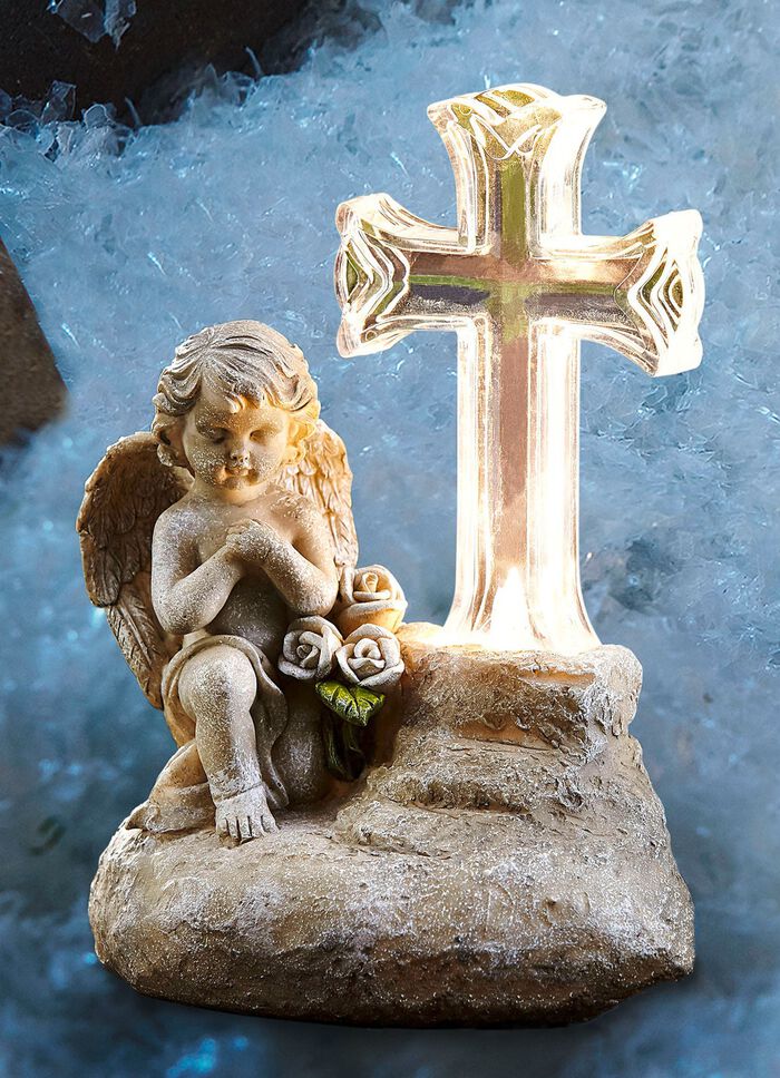 Solar-Gedenkengel aus wetterfestem Kunststein 