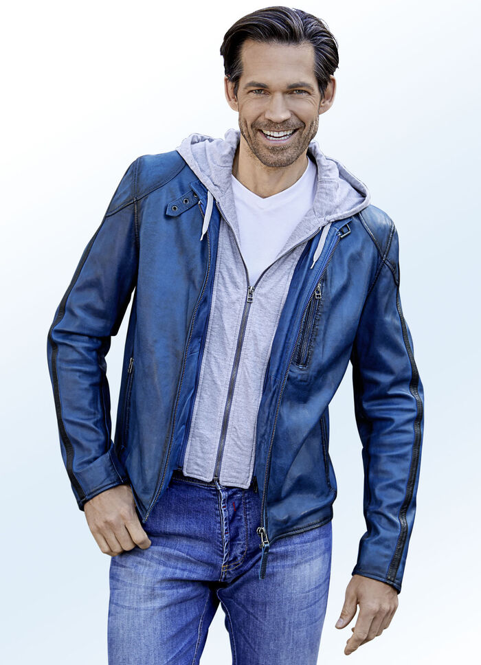 Lederkurzjacke mit abtrennbarem Sweateinsatz 