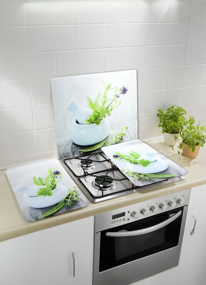 Herd-Abdeckplatten im 2er-Set aus Glas 