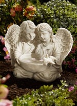 Vogeltränke Engelspaar ANTIKWEISS