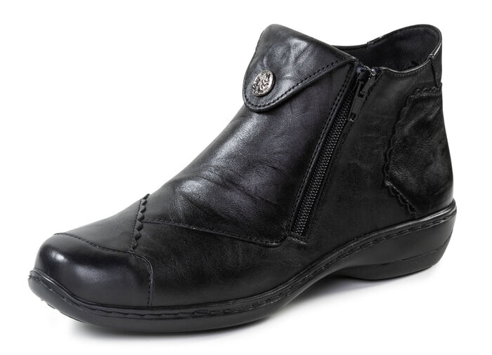 ELENA EDEN Bootie mit dezenter Knitter-Struktur und Metallschmuck SCHWARZ