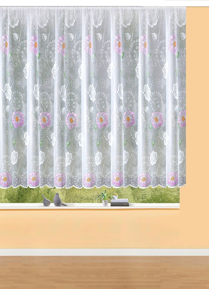 Blumenfenster-Store mit Universalschienenband FLIEDER