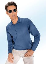 Polopullover mit kurzer Knopfleiste in 4 Farben JEANSBLAU