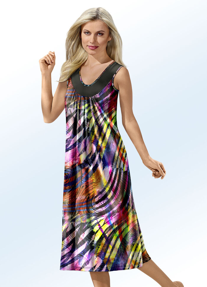 Klaus Modelle Kleid mit Inkjet-Druckdessin und Raffungen 