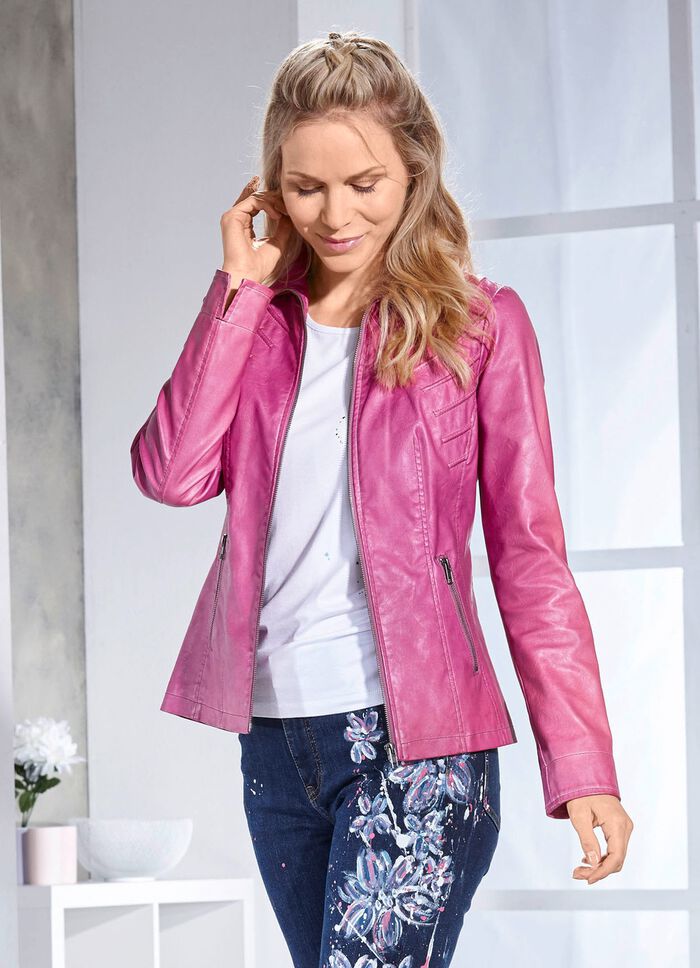 Kurzjacke aus Nappaleder-Imitat 