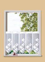 Handcolorierter Kurzstore mit Stangendurchzug WEISS-WEISS