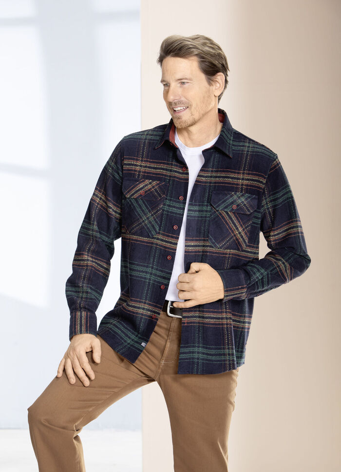 Kariertes Overshirt von "Milano Italy" MARINE-GRÜN-TERRAKOTTA
