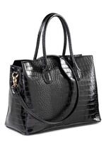 Tasche aus krokogepr&auml;gtem Synthetik SCHWARZ