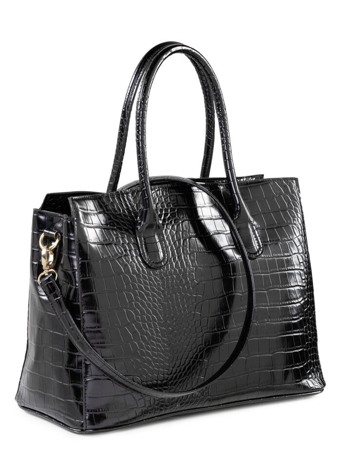 Tasche aus krokogepr&auml;gtem Synthetik SCHWARZ