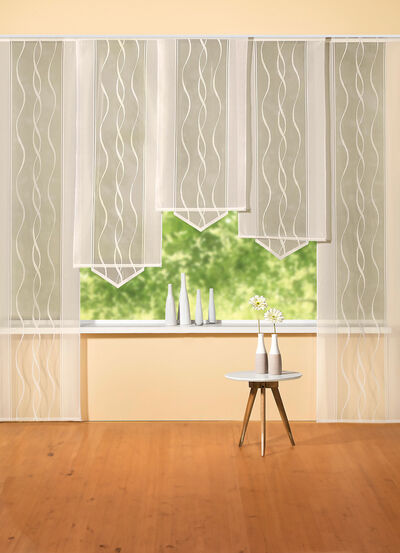 Schiebegardine mit dezenten Wellen-Dessin und Klettschiene 