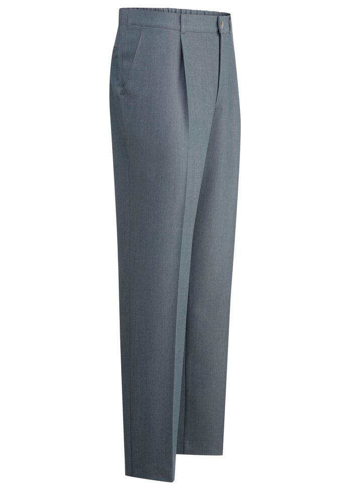 "Klaus Modelle"-Hose mit Bundfalten in 3 Farben RAUCHBLAU MELIERT