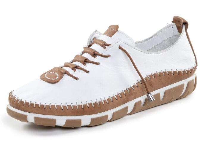Gemini, leichte Damen-Schnürschuhe, Weite G, mit herausnehmbarem Fußbett WEISS-BRAUN