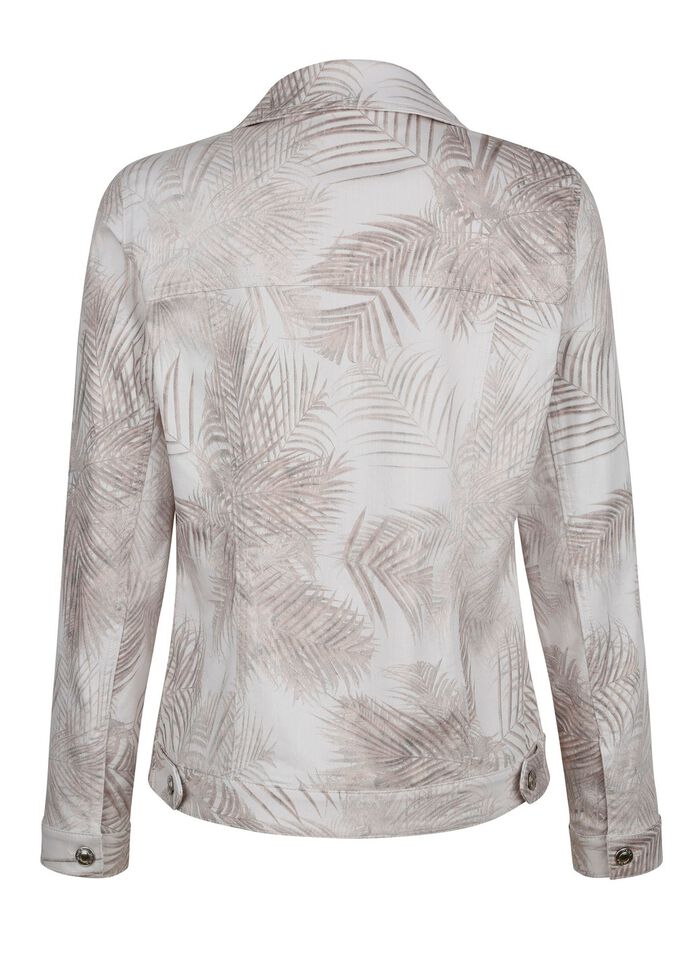 Jeansblazer mit tonigem Bl&auml;tterdruck 