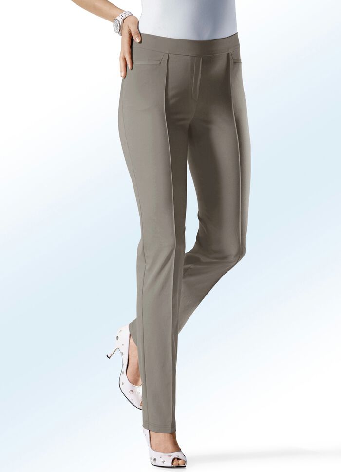 Hose mit schmaler Fu&szlig;weite in 15 Farben TAUPE