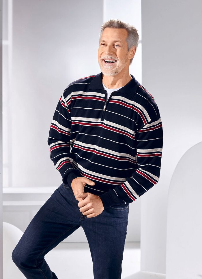 Polopullover mit kurzem Rei&szlig;verschluss in 2 Farben 