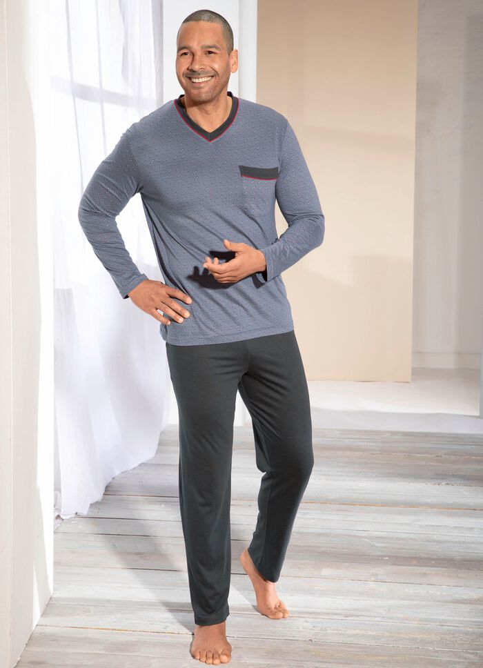 Schlafanzug mit Modal, V-Ausschnitt und Brusttasche 