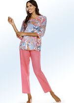 Schlafanzug mit Rundhals und 3/4-langen &Auml;rmeln 