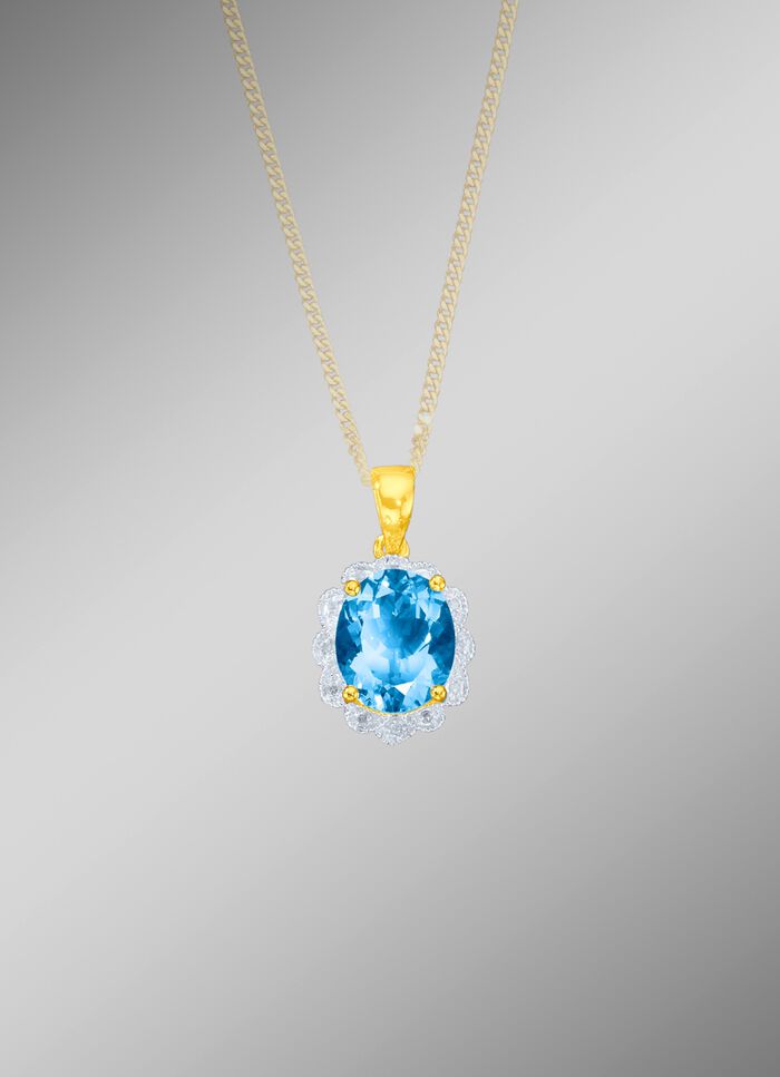 Massiver Anh&auml;nger mit Blautopas und Diamanten 
