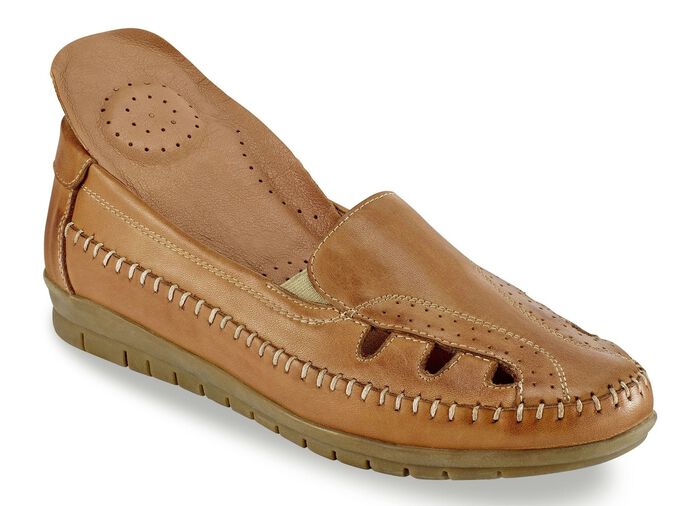 Gemini Slipper mit seitlichen Gummiz&uuml;gen COGNAC