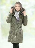 Longjacke mit abnehmbarem Kunstpelz-Besatz 