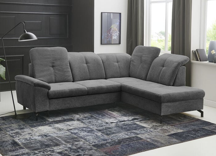 Moderne Polsterecke mit Bettfunktion und Bettkasten ANTHRAZIT